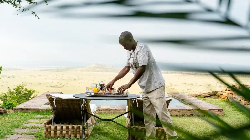Singita Sasakwa Lodge Late Afternoon Outdoor Tea Set up